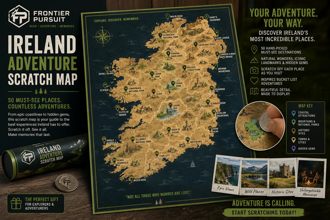 Ireland Adventure Scratch Map concept
